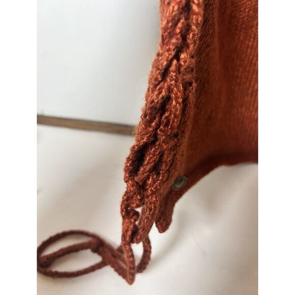 Rust Orange Ribbed Knit Sleeveless Side Ruched Ties Sweater Tank Top Sz XS.  Z - Picture 4 of 8